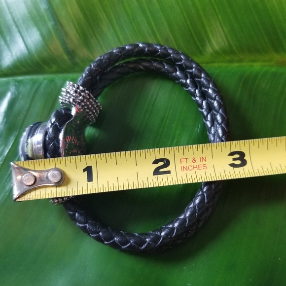 Braided leather cuff Bracelet - Picture 2 of 7
